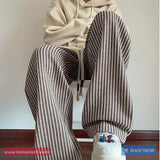 Loose Retro Vertical Striped Men Pants