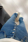 High Waist Retro Multi Button Style Jeans Pants