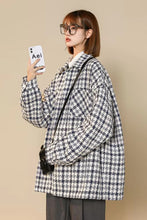 Long Sleeve Retro Houndstooth Blouse Shirts