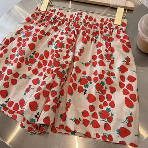 Strawberry Printed Basic Homewear Shorts Pants