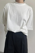 Loose Short Sleeve Solid Color High Neck Men Shirt