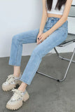 High Waist Straight Basic Slim Jeans Pants
