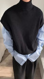 Loose Casual Turtleneck Knitted Short Vest Sweater