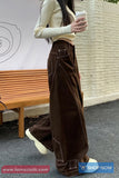 Loose Wide Leg Outline Brown Jeans Pants