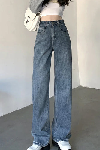 High Waist Vintage Straight Long Jeans Pants