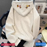 Long Sleeve Cute Cartoon Puppy Embroidered Hooded Sweatshirt