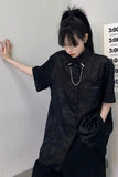 Short Sleeve Chinese Dragon Pattern Blouse Shirts