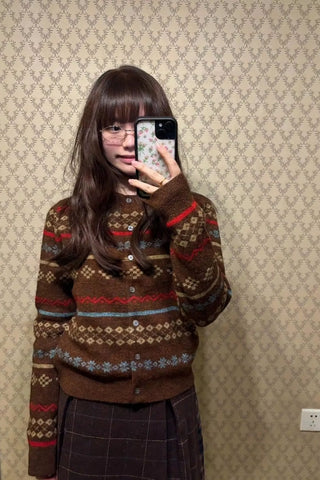 Long Sleeve Retro Knitted Cardigan Sweater