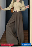Loose Elegant Wide Leg Woolen Pants