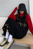 Flowers Pattern Embroidered Long Denim Dress