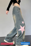 Stars Side Pattern Retro Long Jeans Pants