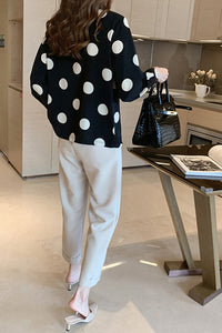 Long Sleeve Polka Dot Office Blouse Shirt