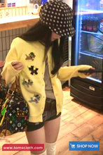 Long Sleeve Cute Puppy Embroidered Cardigan Sweater