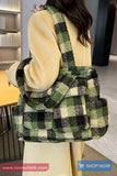 Retro Fluffy Plaid Style Women Tote Bag