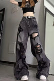 Loose Distressed Black Jeans Pants