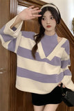Long Sleeve Off Shoulder Striped Sweater