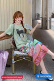 Cute Retro Cat Printed Long Skirts