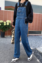 Loose Wide Leg Blue Denim Jumpsuits