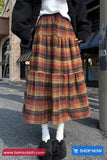Vintage Pleated Woolen Plaid A-Line Skirts