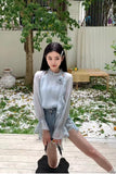 Long Sleeve Cute 3D Floral Dot Pattern Blouse Shirt