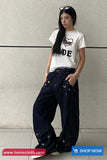 High Waist Cool Pattern Embroidered Jeans Pants