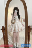 Vintage Floral Pattern Cute Bow Mini Dress