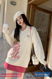 Long Sleeve Turn Down Collar Strawberry Pattern Sweater