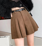 Classic A-Line Pleated Corduroy Shorts