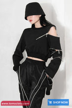 Long Sleeve Side Zipper Cropped Sweatshirt