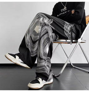 Elastic Waist Cylinder Pattern Men Pants
