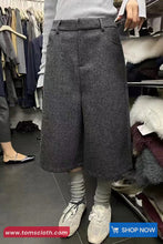 High Waist Knee Length Faux Fur Loose Pants