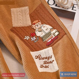 Casual Cute Cartoon Bear Embroidery Corduroy Pants