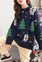 Loose O-Neck Retro Christmas Pattern Sweater