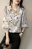 Long Sleeve Stars Printed Office Blouse Shirt