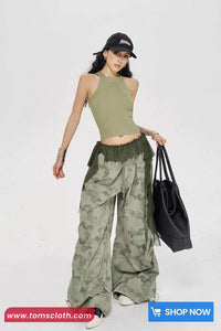Loose Wide Leg Lace Patchwork Hip Hop Camouflage Pants