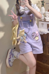Casual Sweet Purple Color Short Jumpsuits