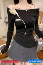 Long Sleeve 3D Flower Slash Neck Casual Shirts