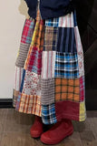 High Waist Plaid Combination Retro A-Line Skirts