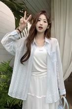 Long Sleeve Retro Pattern See Through Blouse Shirts
