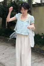 Puff Sleeve Sweet Ruffles Cropped Shirts