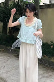 Puff Sleeve Sweet Ruffles Cropped Shirts