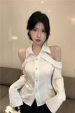 Long Sleeve Sexy Off Shoulder Backless Blouse Shirt