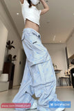 Loose Stars Pattern Striped Cargo Pockets Pants
