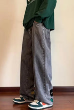 Cartoon Flower Back Embroidered Men Jeans Pants
