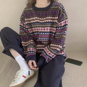 Loose Vintage Striped Warm Sweater