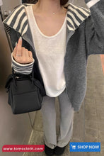 Long Sleeve Striped Sailor Collar Zipper Cardigan Sweater