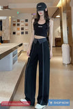 High Waist Loose Lined Office Long Pants