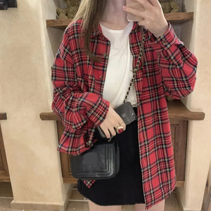 Long Sleeve Red Plaid Colors Shirt