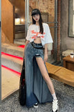 asymmetrical denim skirt, slit denim skirt women, sexy denim skirt, y2k denim skirt outfit, streetwear denim skirt, trendy jean skirt women, aesthetic outfit skirt, fashion denim skirt women