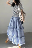 High Waist Vintage Ruffles Plaid Elegant Long Skirts